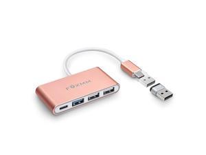 USB C Hub with USB Adapter 4in1 USB C to Multiport Adapter with TypeC Charging TypeC Hub Compatible for MacBook Pro XPS and Other USBC Laptops Rose Gold