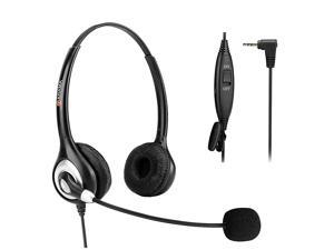 Headset 25mm TeleHeadset with Noise Canceling Mic for ATampT Panasonic Vtech Uniden Cisco Grandstream Polycom and Cordless Dect s