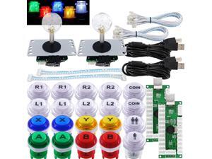 Arcade 2 Player Game Controller Stick DIY Kit LED Buttons with Logo MX Microswitch 8 Way Joystick USB Encoder Cable for PC MAME Raspberry Pi Color Mix Arcade 2 Player Game Controller Stick DIY Kit LED Buttons with Logo MX Microswitch 8 Way Joystick USB Encoder Cable for PC MAME Raspberry Pi Color Mix