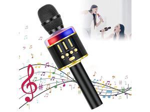 Karaoke Microphone for Kids & Adult, Handheld Wireless Bluetooth Karaoke Mic Speaker Music Player Recorder with LED Lights for Birthday Party, Wedding, Christmas