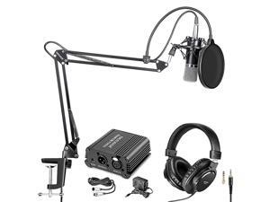 NW700 Pro Condenser Microphone and Monitor Headphones Kit with 48V Phantom Power Supply NW35 Boom Scissor Arm Stand Shock Mount and Pop Filter for Home Studio Sound RecordingBlack NW700 Pro Condenser Microphone and Monitor Headphones Kit with 48V Phantom Power Supply NW35 Boom Scissor Arm Stand Shock Mount and Pop Filter for Home Studio Sound RecordingBlack