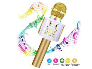 Karaoke Microphone for Kids 3 in 1 Handheld Wireless Bluetooth Microphone Speaker Music Singing Voice Recording Karaoke Machine with AndroidiOS for Home KTV Player Outdoor