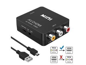 RCA to HDMI Converter  1080P RCA Composite CVBS AV to HDMI Video Audio Converter Adapter Compatible with N64 Wii PS2 Xbox VHS VCR Camera DVD Support PALNTSC with USB Power Cable