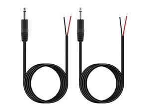 2 Pack 6 ft Replacement 35mm Male Plug to Bare Wire Open End TS 2 Pole Mono 18 35mm Plug Jack Connector Audio Cable Repair
