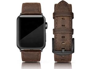 Leather Band Compatible for iWatch 42mm 44mm Genuine Leather Replacement Wristband Strap Compatible iWatch Series 6 Series 5 Series 4 Series 3 Series 2 Series 1 SE Sports Edition Men Retro Brown