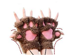 USB 20 Powered Stripes Heating Pattern Knitting Wool Cute Heated Paw Gloves Fingerless Hands Warmer Mittens Laptop Computer Warm Gloves for Women Men Girls Boys Brown USB 20 Powered Stripes Heating Pattern Knitting Wool Cute Heated Paw Gloves Fingerless Hands Warmer Mittens Laptop Computer Warm Gloves for Women Men Girls Boys Brown