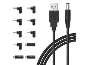 Universal 5V DC Power Cable USB to DC 55x21mm Plug Charging Cord with 10 Connector Tips55x25 48x17 40x17 40x135 35x135 30x11 25x07 Micro USB TypeC Mini USB