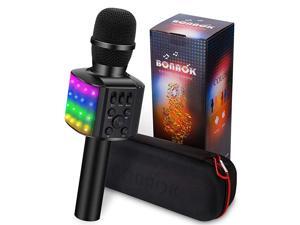 Wireless Bluetooth Karaoke Microphone with controllable LED Lights 4 in 1 Portable Karaoke Machine Speaker for AndroidiPhonePC Black Wireless Bluetooth Karaoke Microphone with controllable LED Lights 4 in 1 Portable Karaoke Machine Speaker for AndroidiPhonePC Black