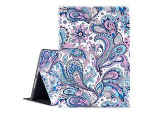 Ipad Air Case, Ipad Air 2 Case, Ipad 9.7 Inch 2017 2018 Case, Ipad 5th 6th Case,  Premium Leather Protector Cover, Adjustable Stand with Smart Auto Wake/Sleep, White Paisley