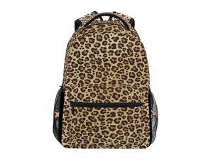 ALAZA Animal Leopard Print Brown Stylish Backpack Purse for Women Girls Kids School Personalized Laptop iPad Tablet Travel School Bag with Multiple Pockets 