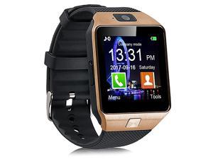DZ09 Bluetooth Smart Watch with Camera for Samsung Nexus HTC Sony LG and Other Android Smartphones GoldBlack Band