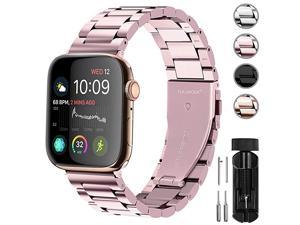 Compatible Apple Watch Band 42mm 44mm 38mm 40mm Stainless Steel Metal For Apple Watch Bands 42mm 44mm Rose Pink