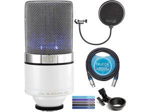 MXL 990 Blizzard Condenser Microphone with Blue LED Lights Bundle with 10FT Balanced XLR Cable Pop Filter Windscreen and 5Pack of Reusable Cable Ties MXL 990 Blizzard Condenser Microphone with Blue LED Lights Bundle with 10FT Balanced XLR Cable Pop Filter Windscreen and 5Pack of Reusable Cable Ties