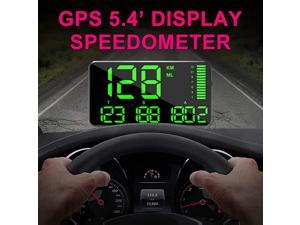 GPS Speedometer Universal GPS Extend Digital Display 5.4 inch HUD Speedometer MPH/KMH with Over Speeding Alarm for All Vehicles Cars Bicycles
