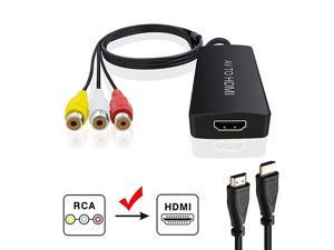 to HDMI Converter AV to HDMI Adapter with Power Adapter Support 1080P720P for PS2 PS3 N64 WII WII U Xbox and SEGA Video Games Converter RCA to HDMI Converter