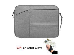 Drawing Tablet Case Sleeve with Artist Glove Small Medium Case for Wacom Intuos Pro PTH451 PTH660 Waterproof Protective Sleeve Travel Portable Bag with Pocket Storage Gray