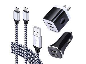 Car Charger Fast Charging Cords Home Plug Wall Charger Adapter Micro USB Cable Compatible for Samsung Galaxy S7 S6 Edge A6 J3 J7, LG V10 G4 G3 K30 K20 Plus, Motorola Moto E4/E5/G4 Play Plus