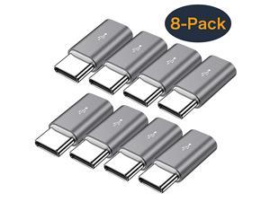 USB to USB C Adapter,8-Pack Aluminum USB Type C Adapter Convert Connector Compatible with Samsung Galaxy S10e S9 S8 Plus Note 9 8, LG V40 V35 V30 V20 G7 G6 G5,MacBook,Pixel 2 XL,Moto Z2 Z3(Gray)