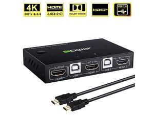 Switch HDMI 2 Port Box Share 2 Computers with one Keyboard Mouse and one HD Monitor Support Wireless Keyboard and Mouse Connections HUD 4K 3840x2160 Supported Switch HDMI 2 Port Box Share 2 Computers with one Keyboard Mouse and one HD Monitor Support Wireless Keyboard and Mouse Connections HUD 4K 3840x2160 Supported