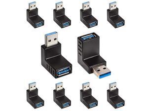 10 Pack Super Speed USB 30 Male to USB 30 Female 90 Degree Right Angle USB Adapter USB 30 Extender Couple