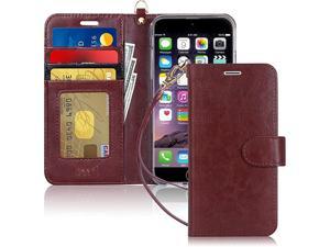 Luxury PU Leather Wallet Case for iPhone 6 Plus6s Plus Kickstand Feature Flip Phone Case Protective Cover with Card Holder Wrist Strap for Apple iPhone 6 Plus6s Plus 55 Darkbrown