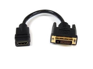 com 8in HDMI to DVID Video Cable Adapter HDMI Female to DVI Male HDMI to DVI Dongle Adapter Cable HDDVIFM8INBlack