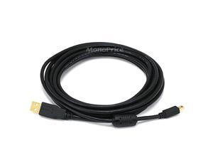 15-Feet USB 2.0 A Male to Mini-B 5pin Male 28/24AWG Cable with Ferrite Core (Gold Plated) (105450),Black