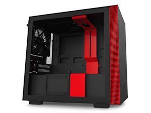 H210 CAH210BBR MiniITX PC Gaming Case Front IO USB TypeC Port Tempered Glass Side Panel Cable Management System WaterCooling Ready Radiator Bracket BlackRed