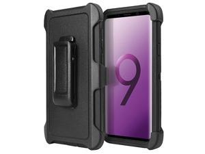 Galaxy S9 Plus Belt Clip Shockproof Case,  3 in 1 Armor [Full Body] Heavy Duty Holster Case Belt Clip +Protective Kickstand Shock Reduction Case for Samsung Galaxy S9+ (Black)