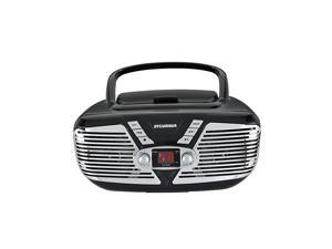 Portable CD Boombox with AMFM Radio Retro Style Black Portable CD Boombox with AMFM Radio Retro Style Black