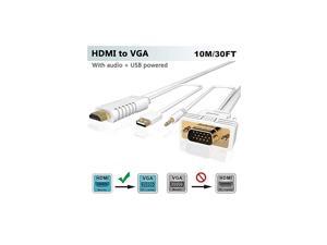 HDMI to VGA 30FT Adapter/Converter Cable with Audio,1080P Video, Convert HDMI to VGA Connector (TV,Monitor,Projector) for PC,PS4 Pro,Xbox One, Male HDMI-VGA Input Convertidor/Adaptador Cord HDMI to VGA 30FT Adapter/Converter Cable with Audio,1080P Video, Convert HDMI to VGA Connector (TV,Monitor,Projector) for PC,PS4 Pro,Xbox One, Male HDMI-VGA Input Convertidor/Adaptador Cord