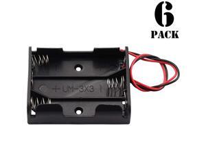 6 Pieces 3 Slots x 15V AA Battery Case Holder Battery Spring Clip Storage Box with 6 inches Wire Leads