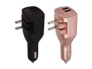 Car Charger 2 Pack 2in1 Dual USB Wall Charger Car Adapter with Foldable Plug for iPhone Xs MAX X 6 7 8 Plus iPad 2018 Mini 2019 Pro Air Galaxy S10 9 8 PlusLG Google BlackRose Gold Car Charger 2 Pack 2in1 Dual USB Wall Charger Car Adapter with Foldable Plug for iPhone Xs MAX X 6 7 8 Plus iPad 2018 Mini 2019 Pro Air Galaxy S10 9 8 PlusLG Google BlackRose Gold