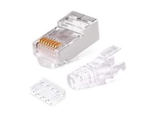 Cat6 Cat6a Shielded RJ45 Connectors with Boot Ethernet Connector GoldPlated 8P8C FTP Network Plugs with Hood Cover Cat6a Connectors with Inserts and Cable Relief Hood 50Pack Cat6 Cat6a Shielded RJ45 Connectors with Boot Ethernet Connector GoldPlated 8P8C FTP Network Plugs with Hood Cover Cat6a Connectors with Inserts and Cable Relief Hood 50Pack