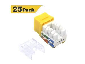 25Pack Cat6A RJ45 90Degree Keystone Jack Insert Ethernet UTP Cat6A Keystone Jacks Yellow UL Listed 25Pack Cat6A RJ45 90Degree Keystone Jack Insert Ethernet UTP Cat6A Keystone Jacks Yellow UL Listed