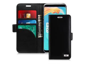 Genuine Leather Wallet Case for Samsung Galaxy S8 2017 Handmade Flip Folio Wallet Case with Kickstand Card Slots Magnetic Closure for Samsung Galaxy S8 2017 Black