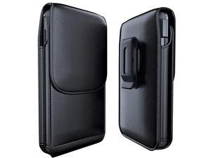 Samsung Galaxy S10 S9 S8 Holster Cell Phone Belt Holster Case with Belt Clip Leather Pouch Cover for Samsung Galaxy S10 S8 S9 NOT Plus Built in ID Card Holder Fits Phone with Case on