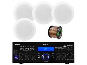 USBSDCard 200 Watt Bluetooth Stereo Amplifier Receiver 8 TwoWay inCeiling Speakers w70V Transformer 4 Speakers 16Gauge 50 Foot Speaker Wire USBSDCard 200 Watt Bluetooth Stereo Amplifier Receiver 8 TwoWay inCeiling Speakers w70V Transformer 4 Speakers 16Gauge 50 Foot Speaker Wire