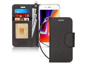 Case for iPhone 8 Plus7 Plus Kickstand Feature Luxury PU Leather Wallet Phone Case Flip Folio Protective Cover with Card HolderWrist Strap for iPhone 7 Plus8 Plus 55 Ink