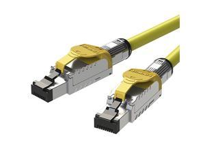 GHMT DSX8000 Certified Cat8 Ethernet Patch Cable SFTP 22AWG Double Shielded Solid Cable | 2000Mhz 2Ghz 40Gbps | 5thGen Ethernet LAN Network 40G Structure Wires |Yellow| 1 M 33ft