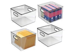 Plastic Home Office Storage Organizer Bin with Handles Container for Cabinets Drawers Desks Workspace for Pens Pencils Highlighters Notebooks 8 Wide 4 Pack Smoke Gray Plastic Home Office Storage Organizer Bin with Handles Container for Cabinets Drawers Desks Workspace for Pens Pencils Highlighters Notebooks 8 Wide 4 Pack Smoke Gray