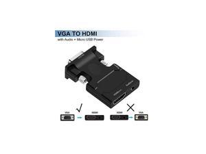 VGA to HDMI Adapter  VGA to HDMI Video Converter Adapter Male to Female for TV Computer Projector with Audio and Power CablePortable SizePlug and Play