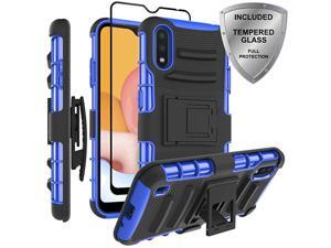 Compatible for Samsung A01 Case,Military Grade Protection with Tempered Glass Screen Protector Holster Belt Clip Amor Kickstand Case for Samsung Galaxy A01 - Blue Compatible for Samsung A01 Case,Military Grade Protection with Tempered Glass Screen Protector Holster Belt Clip Amor Kickstand Case for Samsung Galaxy A01 - Blue