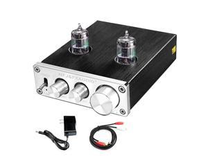 TUBE-03 Tube Preamp GE5654 Tube Hi-Fi Tube Preamplifier with Bass & Treble Control Home Theater Stereo Audio Preamplifier DC 12V (Silver)