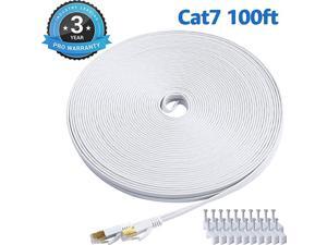 7 Ethernet Cable 100 Ft White Flat Gigabit High Speed Gigabit Shielded RJ45 LAN Cable 7 Ethernet Cable 100 Ft White Flat Gigabit High Speed Gigabit Shielded RJ45 LAN Cable