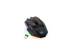M801 PC Gaming Mouse LED RGB Backlit MMO 9 Programmable Buttons Mouse with Macro Recording Side Buttons Rapid Fire Button for Windows Computer Gamer Wireless Black