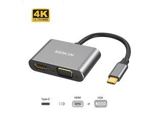 USB C to HDMI VGA Adapter  2in1 Type C to VGA HDMI Adapter Thunderbolt 3 Compatible for MacBook ProAiripad Pro 2018Dell XPS Chromebook Pixel Galaxy S8S8Plus Surface Go and More