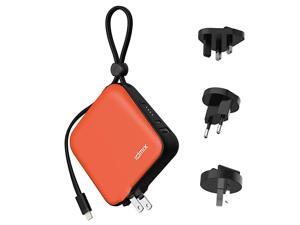 Portable Charger for iPhone Battery Pack 10000mAh External Battery for ipad Power Bank with Built in MFI Certified Apple Lightning Charger Cable Built in Wall Plug Travel Adapters Orange Portable Charger for iPhone Battery Pack 10000mAh External Battery for ipad Power Bank with Built in MFI Certified Apple Lightning Charger Cable Built in Wall Plug Travel Adapters Orange