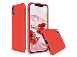 iPhone Xs Case iPhone X Case Soft Liquid Silicone Slim Rubber Full Body Protective iPhone XsX Case Cover with Soft Microfiber Lining Design for iPhone X iPhone Xs  Red