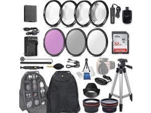 28 Pc Accessory Kit for Canon EOS Rebel T7 T6 T5 T3 1300D 1200D 1100D DSLRs with 043x Wide Angle Lens 22X Telephoto Lens 32GB Sandisk SD Filter amp Macro Kits Backpack Case and More